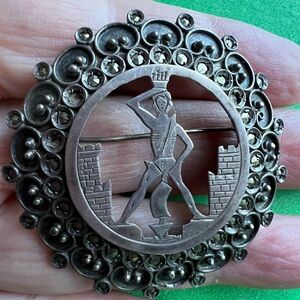 900 silver pin pendant  Marcasite vintage Antique as is Egyptian?